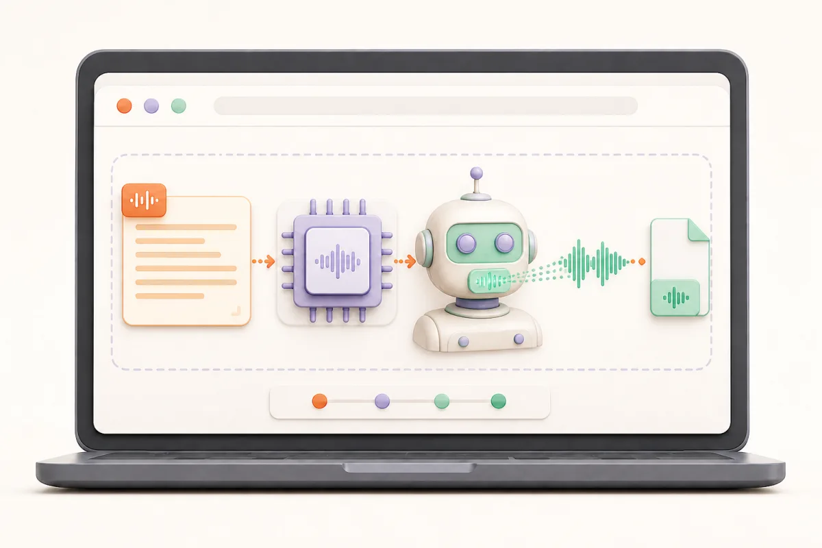 Robot speaking a generated waveform after text passes through a local speech engine inside one browser