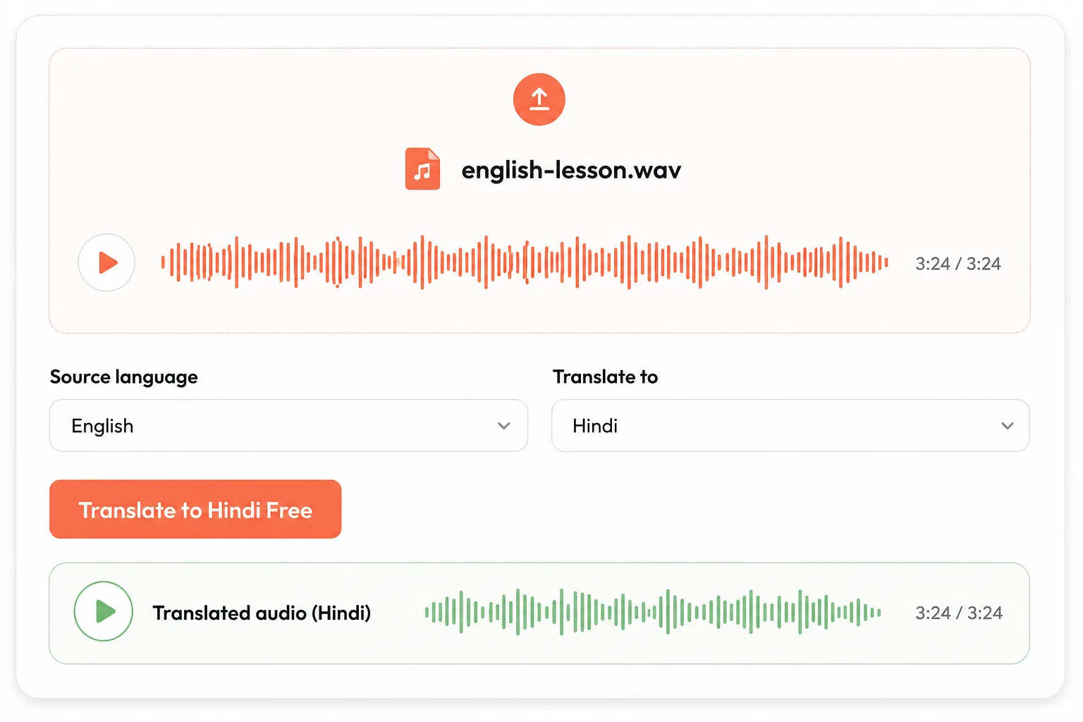 English to Hindi voice translator interface