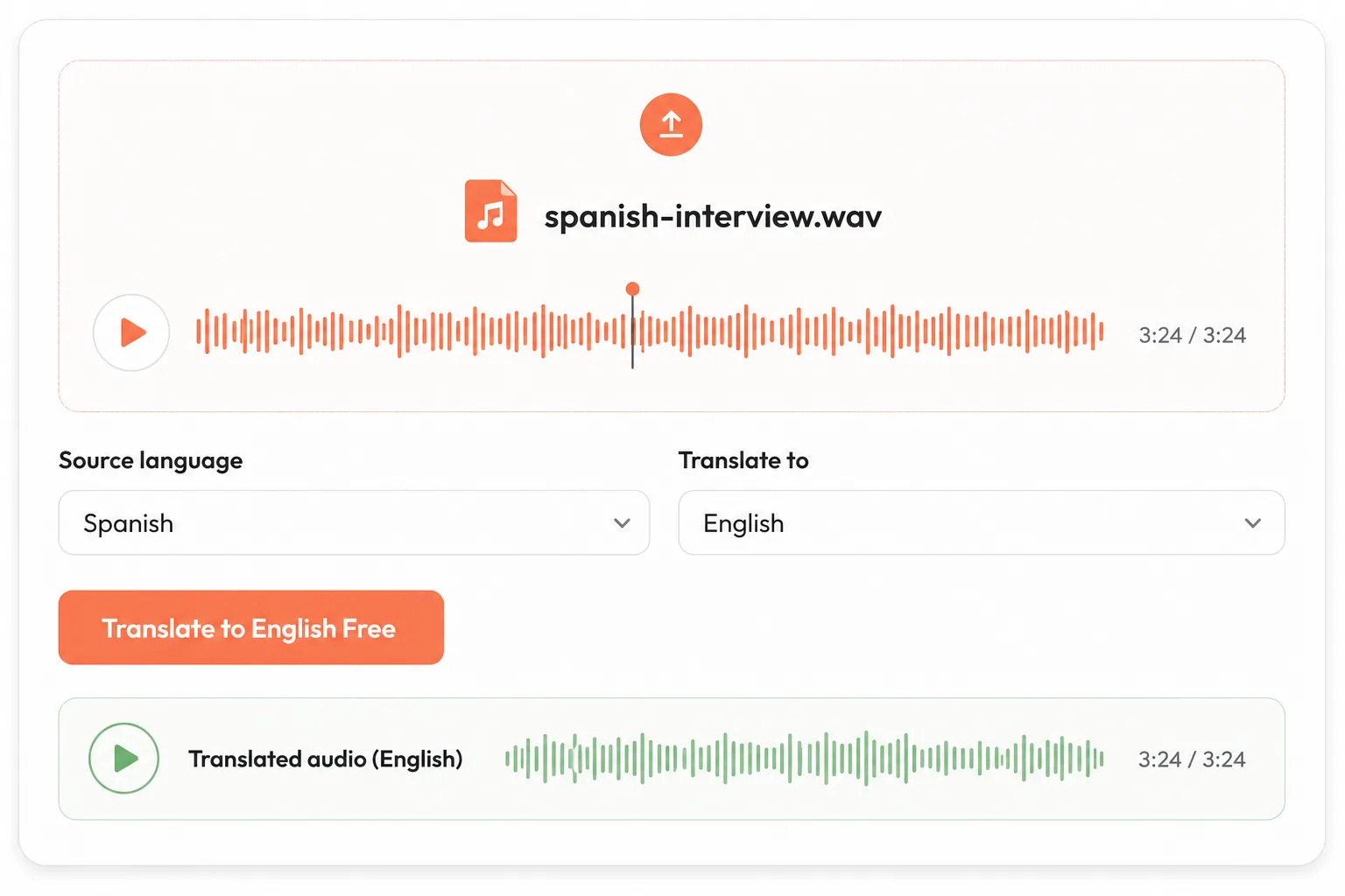 Spanish to English voice translator interface